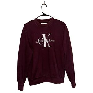 Calvin Klein Crewneck Burgundy Long Sleeve Shirt